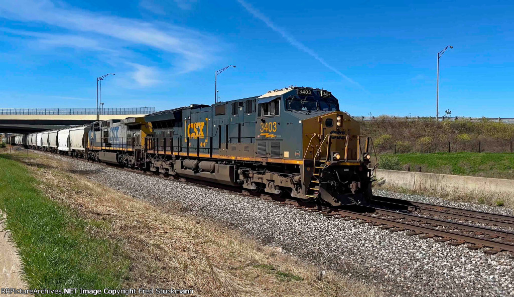 CSX 3403 leads B454, the sandman.